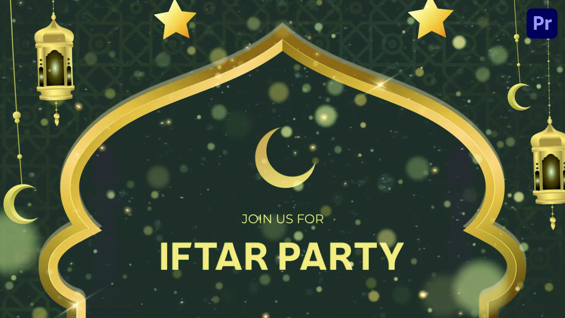 Elegant Golden Lanterns Iftar Party Invite